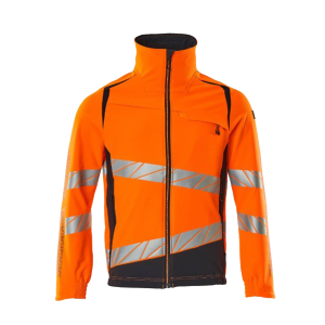 Veste orange avec bandes réfléchissantes argentées